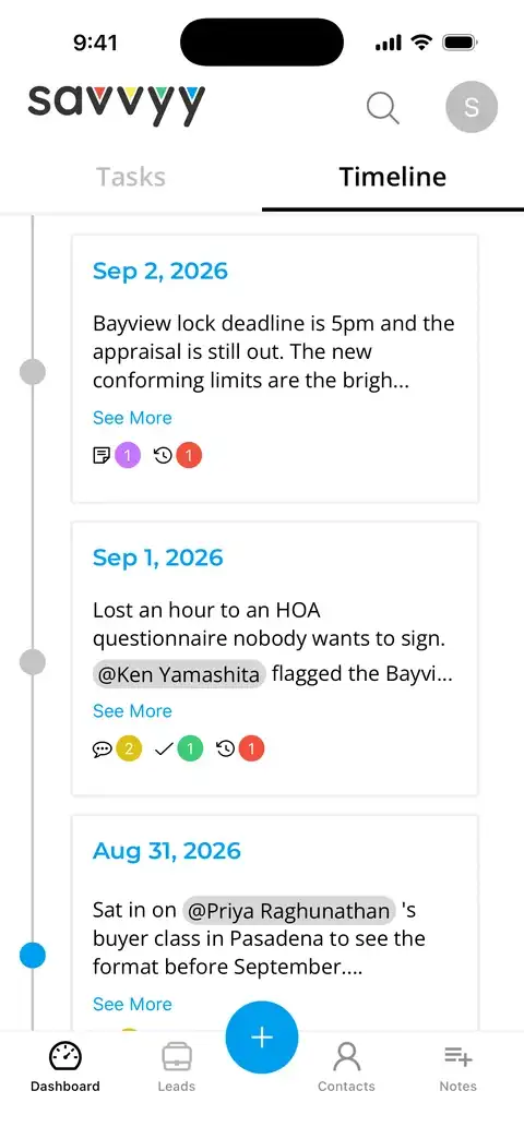 The Timeline on iPhone: one card per day